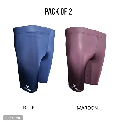 Stylish Nylon Solid Tight Shorts Pack of 2