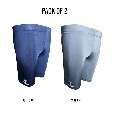 Stylish Nylon Solid Tight Shorts Pack of 2