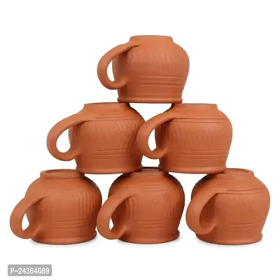 Urban Utopia Handcrafted Mitti Clay Tea Cup Coffee Mug Set Natural Handmade Earthen Clay Kulhad Kullar Chai ke Cup Pack of 6 (Clay Tea Cup-6 Pcs) 120 ml Each