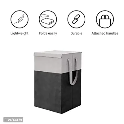 Urban Utopia Laundrty Basket | Laundry Hamper With Lid  Handles | Toy Storage Basket | Storage Basket for Bedroom | Collapsible Laundry Basket | Clothes Storage Basket | 75 Ltr | Black-thumb4