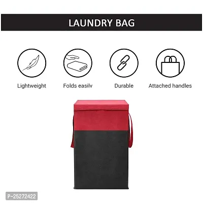 Urban Utopia 75L Folding Laundry Basket, Large Laundry Hamper With Lid  Handles, Collapsible Freestanding Clothes Hamper, Storage Basket for Bedroom, Bathroom, Dorm (Red)-thumb2