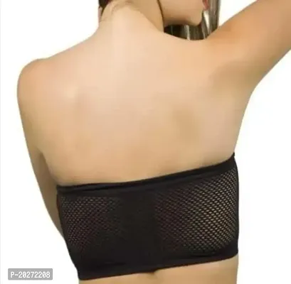 Feel Fresh Womens  Girls Full Coverage Non Padded Cotton Everyday Tube Bra Black-thumb2