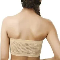 Feel Fresh Women's  Girls Full Coverage Non Padded Wire Free Cotton Everyday Tube Bra (Beige)-thumb1