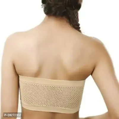 Feel Fresh Women's  Girls Full Coverage Non Padded Wire Free Cotton Everyday Tube Bra (Beige)-thumb2