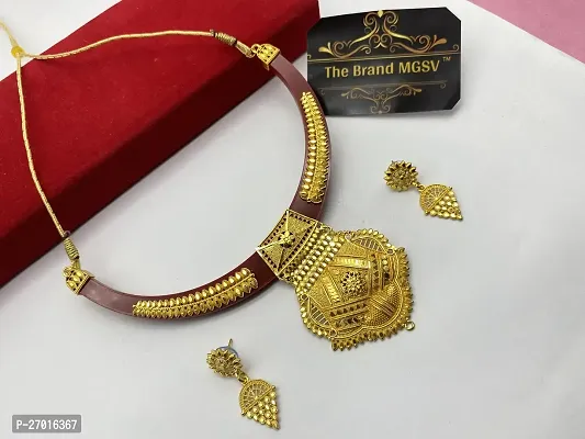 Stylish Golden Brass Jewellery Set For Women-thumb3