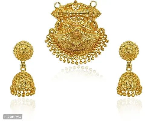 Stylish Golden Brass Jewellery Set For Women-thumb2