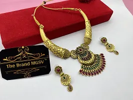 Stylish Golden Brass Jewellery Set For Women-thumb2