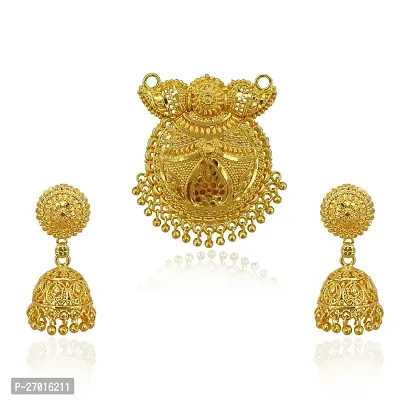 Stylish Golden Brass Jewellery Set For Women Pack Of 3-thumb2