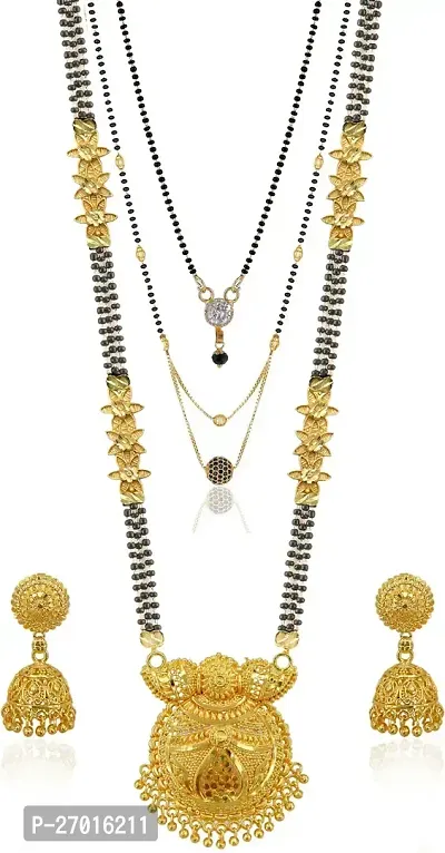 Stylish Golden Brass Jewellery Set For Women Pack Of 3