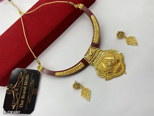 Stylish Golden Brass Jewellery Set For Women-thumb2