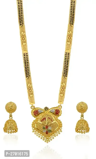 Stylish Golden Brass Jewellery Set For Women