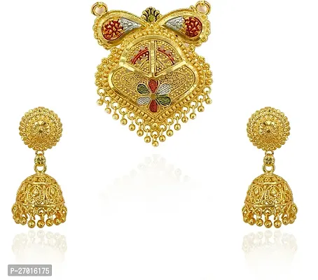 Stylish Golden Brass Jewellery Set For Women-thumb2