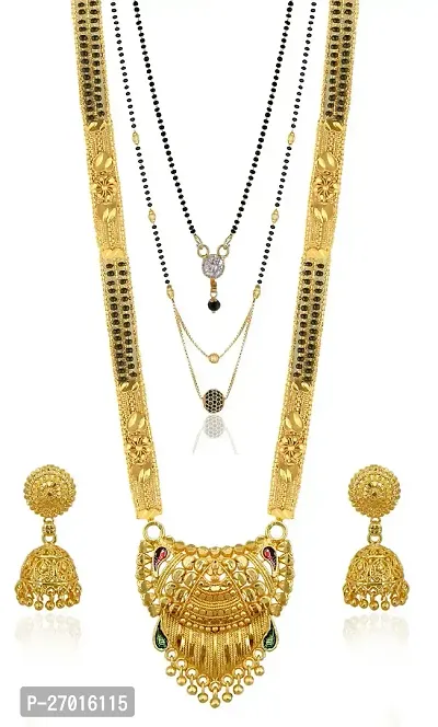 Stylish Golden Brass Jewellery Set For Women Pack Of 3