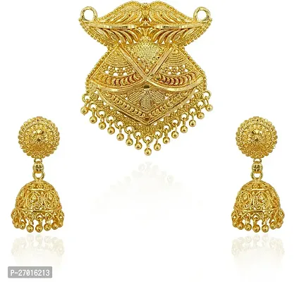 Stylish Golden Brass Jewellery Set For Women Pack Of 3-thumb2