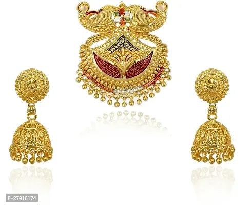 Stylish Golden Brass Jewellery Set For Women-thumb2