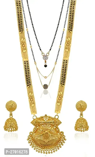 Stylish Golden Brass Jewellery Set For Women Pack Of 3-thumb0