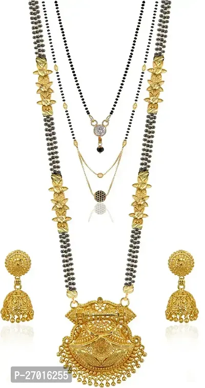 Stylish Golden Brass Jewellery Set For Women Pack Of 3