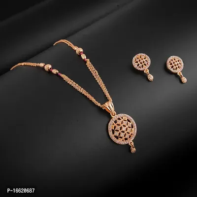Rose Gold Beautiful And Staylish pendant Chain With Earrings