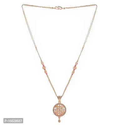 Rose Gold Beautiful And Staylish pendant Chain With Earrings-thumb2