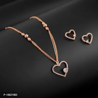 Rose Gold Beautiful And Staylish Pendant Chain With Earrings