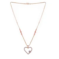 Rose Gold Beautiful And Staylish Pendant Chain With Earrings-thumb2