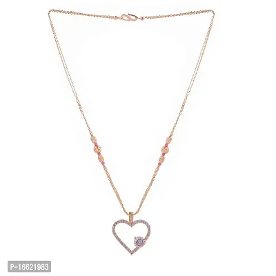 Rose Gold Beautiful And Staylish Pendant Chain With Earrings-thumb3