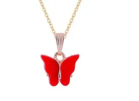 Beautiful Butterfly Charm Pendant Chain For Women And Girls Rose Gold-Plated Alloy Locket-thumb1