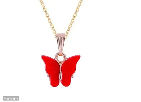 Beautiful Butterfly Charm Pendant Chain For Women And Girls Rose Gold-Plated Alloy Locket-thumb2