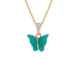 Beautiful Butterfly Charm Pendant Chain For Women And Girls Rose Gold-Plated Alloy Locket-thumb1