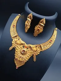 Unique Premium Jewellery Set for Women Gold plated Necklace Set with Earrings, For Women's-thumb2