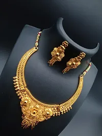 Unique Premium Jewellery Set for Women Gold plated Necklace Set with Earrings For Women's-thumb1