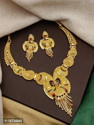 Unique Premium Jewellery Set for Women Gold plated Necklace Set with Earrings For Women's-thumb2