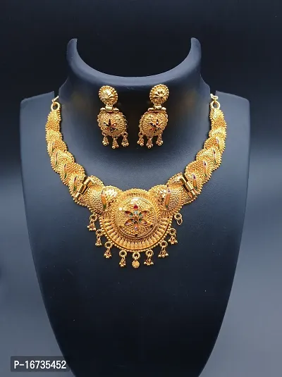 Unique Premium Jewellery Set for Women Gold plated Necklace Set with Earrings For Women's