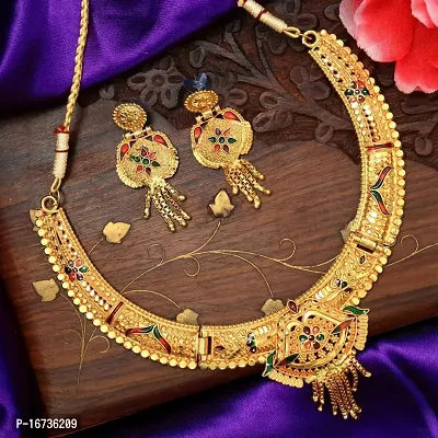 Unique Premium Jewellery Set for Women Gold plated Necklace Set with Earrings For Women's