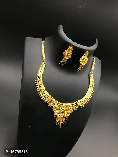 Unique Premium Jewellery Set for Women Gold plated Necklace Set with Earrings For Women's-thumb2