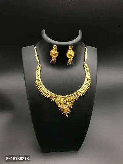 Unique Premium Jewellery Set for Women Gold plated Necklace Set with Earrings For Women's-thumb3