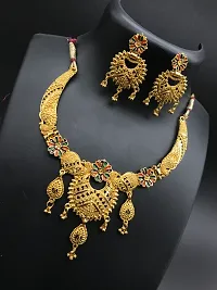 Unique Premium Jewellery Set for Women Gold plated Necklace Set with Earrings For Women's-thumb1