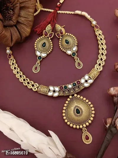 Unique Premium Jewellery Set Gold plated Necklace Set with Earrings For Women's