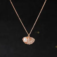 Rose Gold Oyster Shell Pearl Pendant Necklace Chain For Women-thumb1