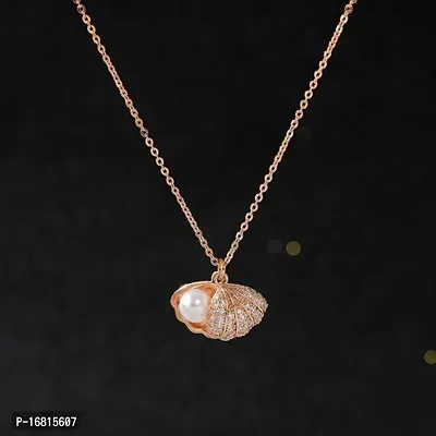 Rose Gold Oyster Shell Pearl Pendant Necklace Chain For Women-thumb2