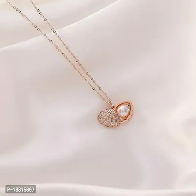 Rose Gold Oyster Shell Pearl Pendant Necklace Chain For Women-thumb4