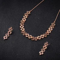 Rose Gold Jewellery American Diamond Floral Design Choker Necklace Set With Earring For Women and Girls-thumb2