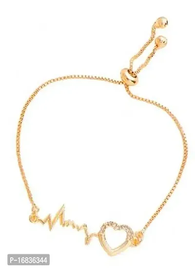 Rose Gold Heartbeat Shape Bracelet For Girls  Women-thumb0