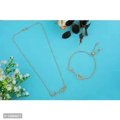 New Stylish  Fancy Glorious Micro Rose Gold Plated Antique Shape Necklace Chain With Bracelet-thumb0