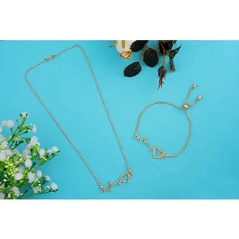 New Stylish  Fancy Glorious Micro Rose Gold Plated Antique Shape Necklace Chain With Bracelet