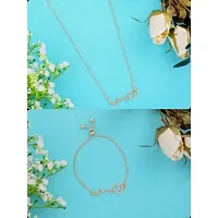 New Stylish  Fancy Glorious Micro Rose Gold Plated Antique Shape Necklace Chain With Bracelet-thumb1