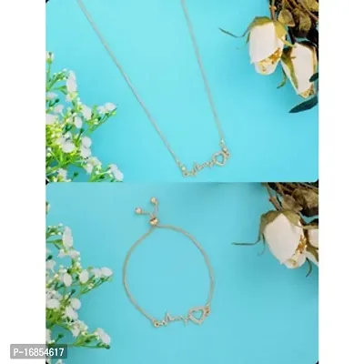 New Stylish  Fancy Glorious Micro Rose Gold Plated Antique Shape Necklace Chain With Bracelet-thumb2