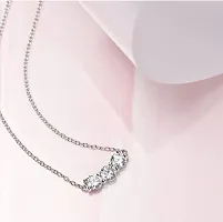 Beautiful Silver Plated American Diamond Pendant With Chain For Womens-thumb1