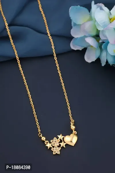 Stylish Heart Shape Gold Plated Pendant Chain For Women's