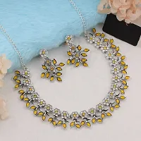 Amazing Silver Yellow Color Necklace With Earrings For Women's-thumb3